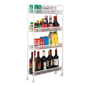 Honeycomb Mesh Style Four Layers Removable Storage Cart Ivory White  YJ