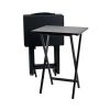 Black 5-Piece Folding TV Tray Table Set, 19 x 15 x 26 Inch