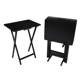 Black 5-Piece Folding TV Tray Table Set, 19 x 15 x 26 Inch