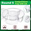 12 Pcs Round Appetizer Serving Trays With Lids 5 Compartment Container Fruit Vegetable Divided Storage Organizer  (only pick up)