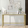 TOPMAX Modern 4-Piece Counter Height Extra Long Console Dining Table Set Bar Kitchen Set with 3 Fabric Stools; Gold+Beige