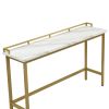 TOPMAX Modern 4-Piece Counter Height Extra Long Console Dining Table Set Bar Kitchen Set with 3 Fabric Stools; Gold+Beige