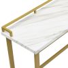 TOPMAX Modern 4-Piece Counter Height Extra Long Console Dining Table Set Bar Kitchen Set with 3 Fabric Stools; Gold+Beige