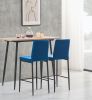 Blue bar stool, velvet stool, modern bar chair, bar stool with metal legs, kitchen stool, dining chair, 2-piece set