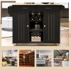 Kitchen Island Cart with Two Storage Cabinets and Four Locking Wheels; Wine Rack; Two Drawers; Spice Rack; Towel Rack