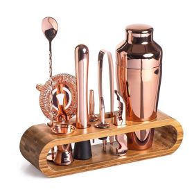 Bar Tools Cocktail Making 10-in-1 Cocktail Shaker Set Kit (Color: Rose Gold)