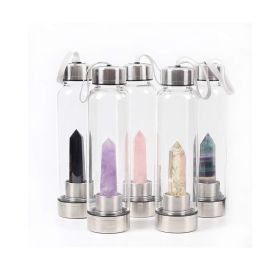 Pure Essence Natural Stone Infused Water In Glass Bottle (Crystal Colors: Smoky Quartz)