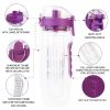 Fruit Infuser Water Bottle 32OZ Juice Shaker Sport w/ Flip Top Lid Anti-Slip Grips