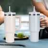 40 oz Tumbler with Handle and Straw Lid;  Insulated Cup Water Bottle