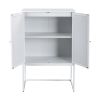 Natural Rattan 2 Door high cabinet, Built-in adjustable shelf, Easy Assembly, Free Standing Cabinet for Living Room Bedroom Hallway