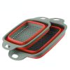 Collapsible Colander Set Of 2; Silicone Square Strainer With Handle For Kitchen Food Draining Pasta Vegetable Fruit And Meat