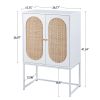 Natural Rattan 2 Door high cabinet, Built-in adjustable shelf, Easy Assembly, Free Standing Cabinet for Living Room Bedroom Hallway