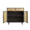 31.5'' Wide 2 Drawer Sideboard, Modern Furniture Decor, Made with Iron + Carbonized Bamboo, Easy Assembly